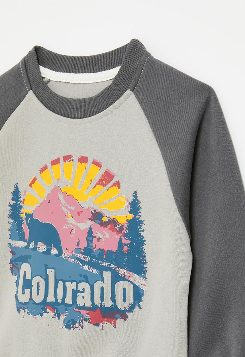 Pop Candy - Reglan sweat top-grey & charcoal