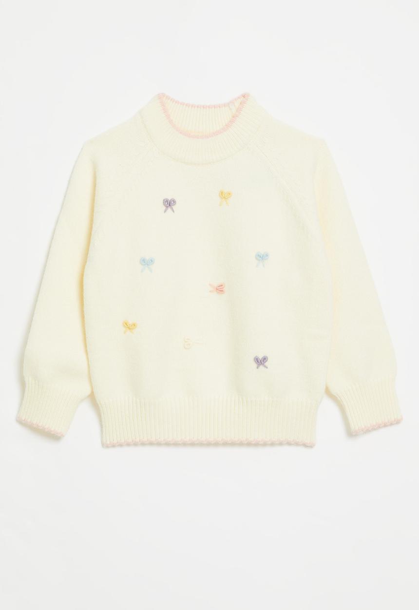 Pop Candy - Embroidered sweater - ecru