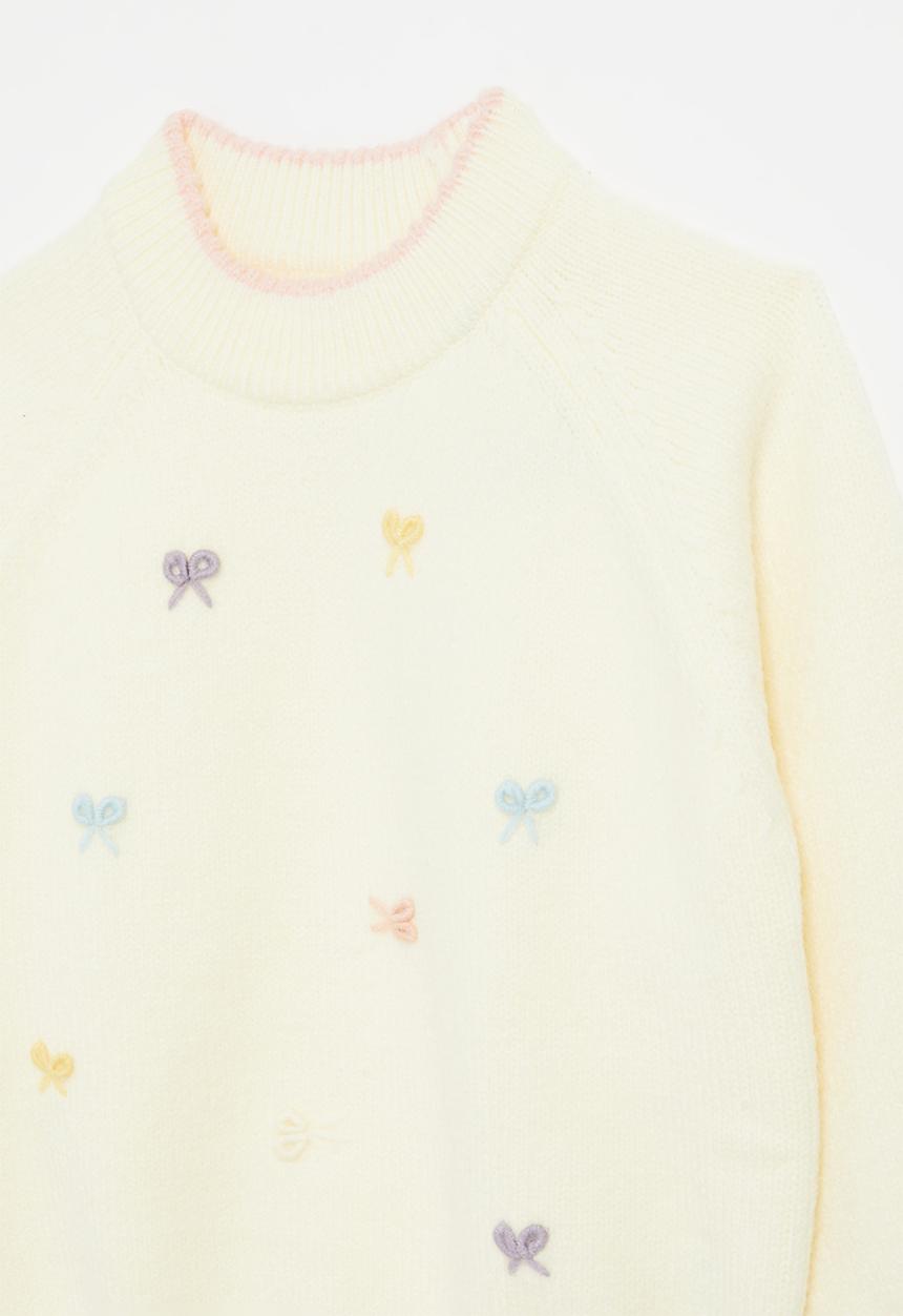 Pop Candy - Embroidered sweater - ecru