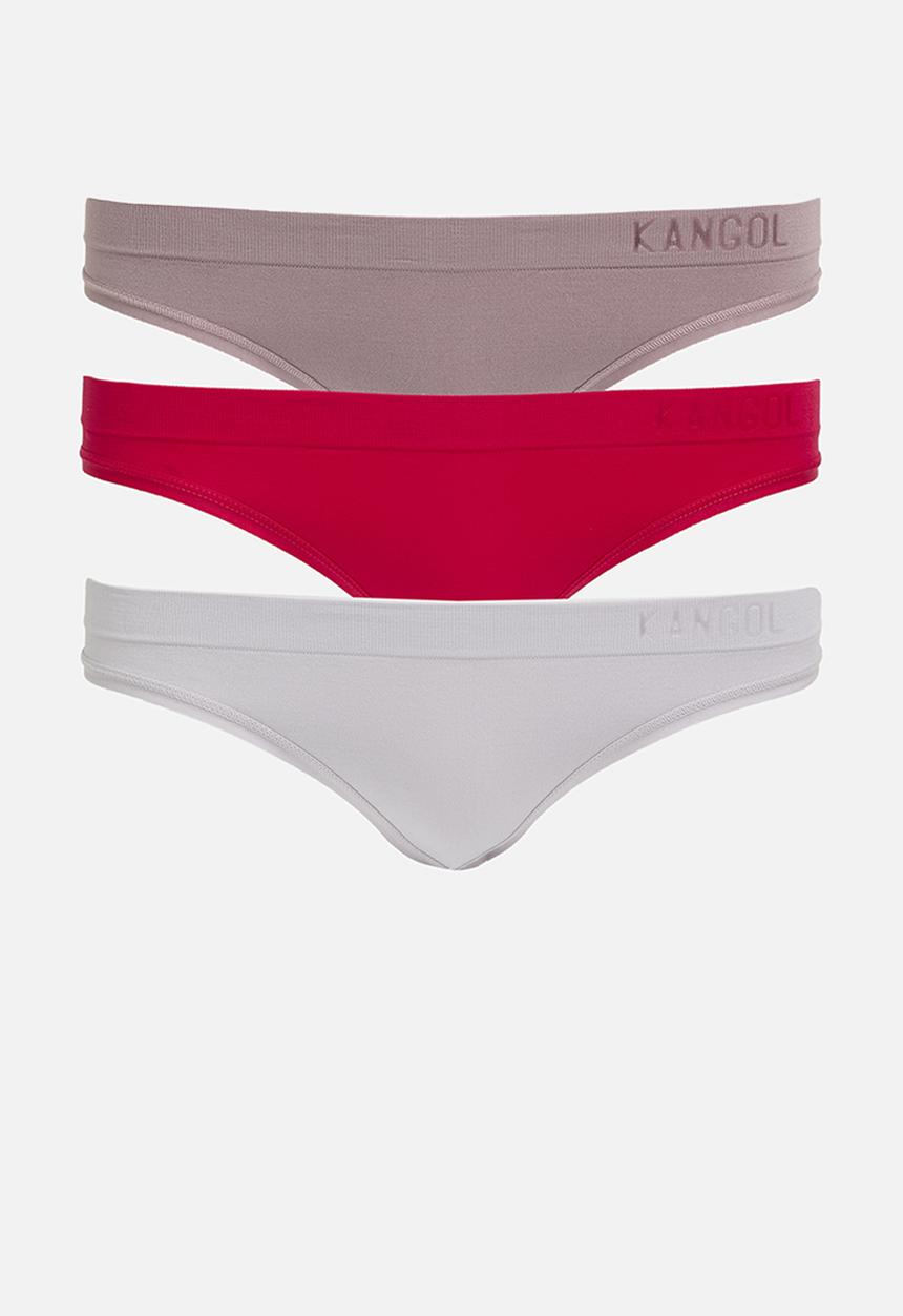 KANGOL - 3 pack seamless thongs - red/chai mocca/silver ice