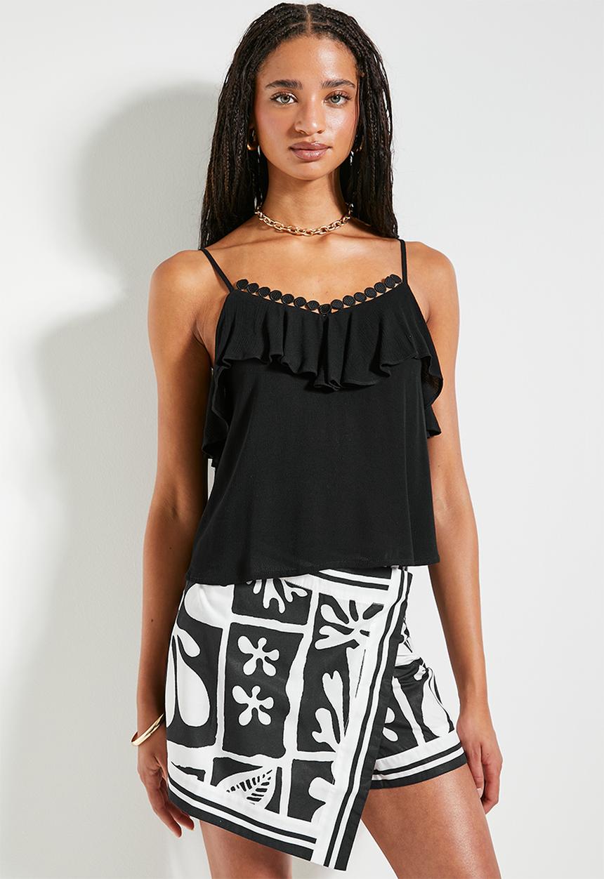 Superbalist - Border wrap mini skort - black potato print