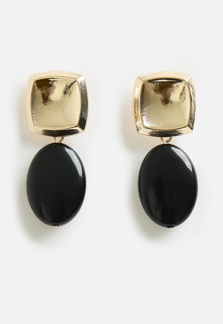 Tessa Design - Emma oval disk earring - gold/black