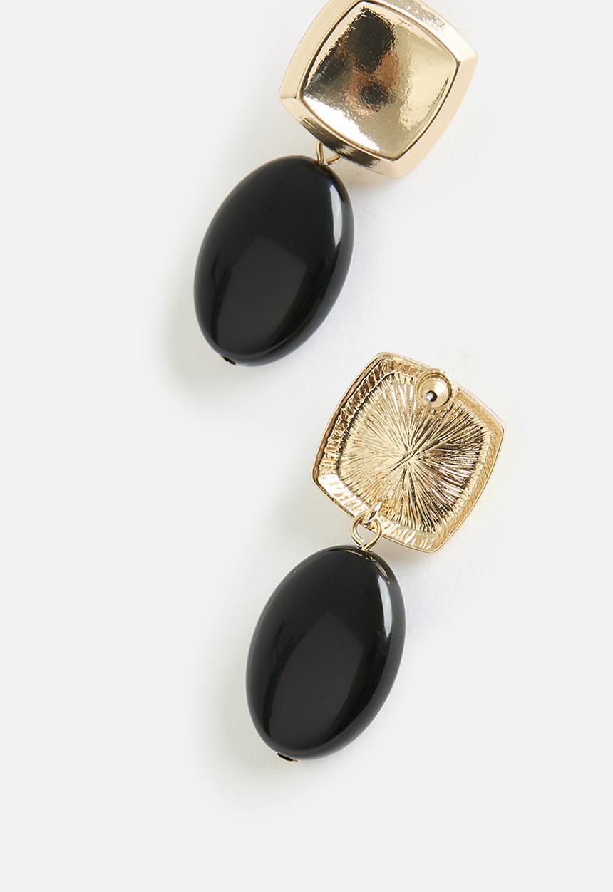 Tessa Design - Emma oval disk earring - gold/black