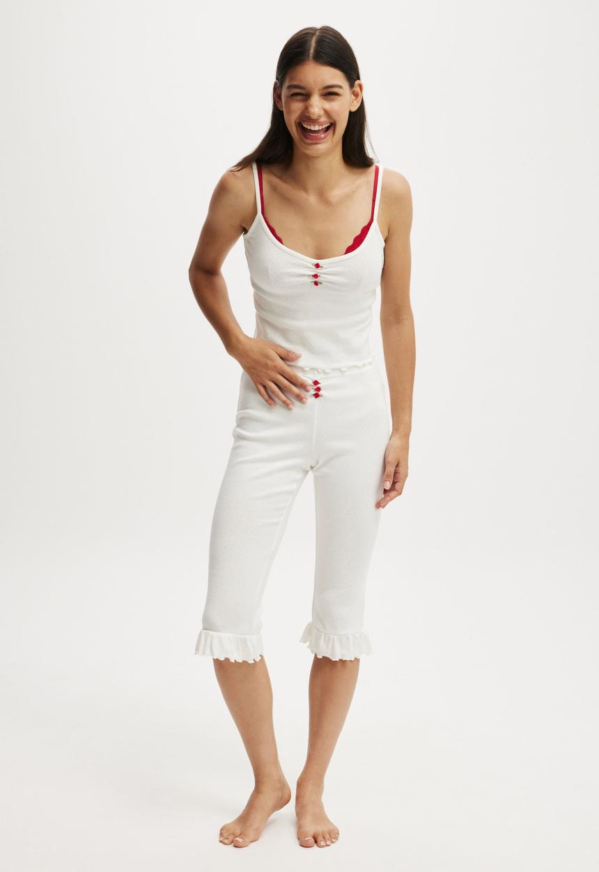 Cotton On - Pointelle Rib Capri - Coconut Milk