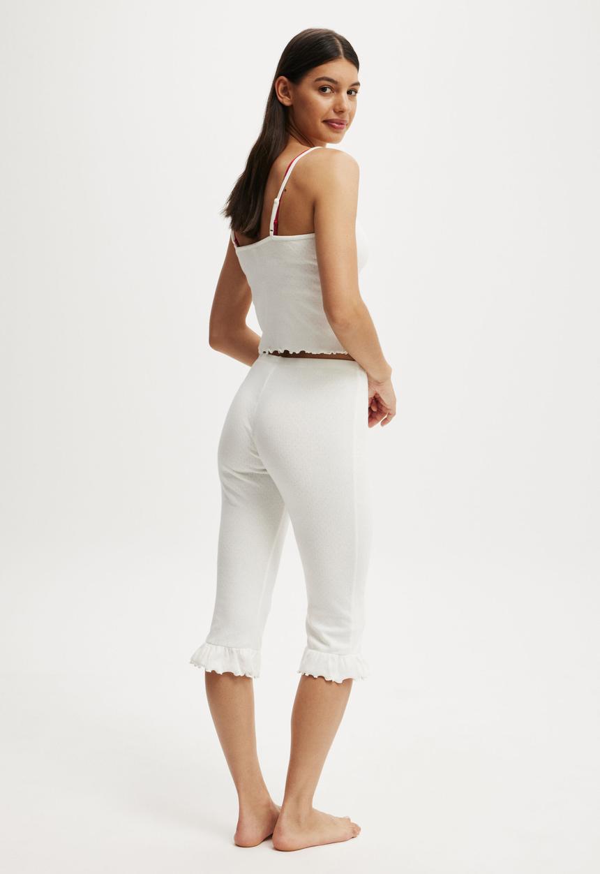 Cotton On - Pointelle Rib Capri - Coconut Milk