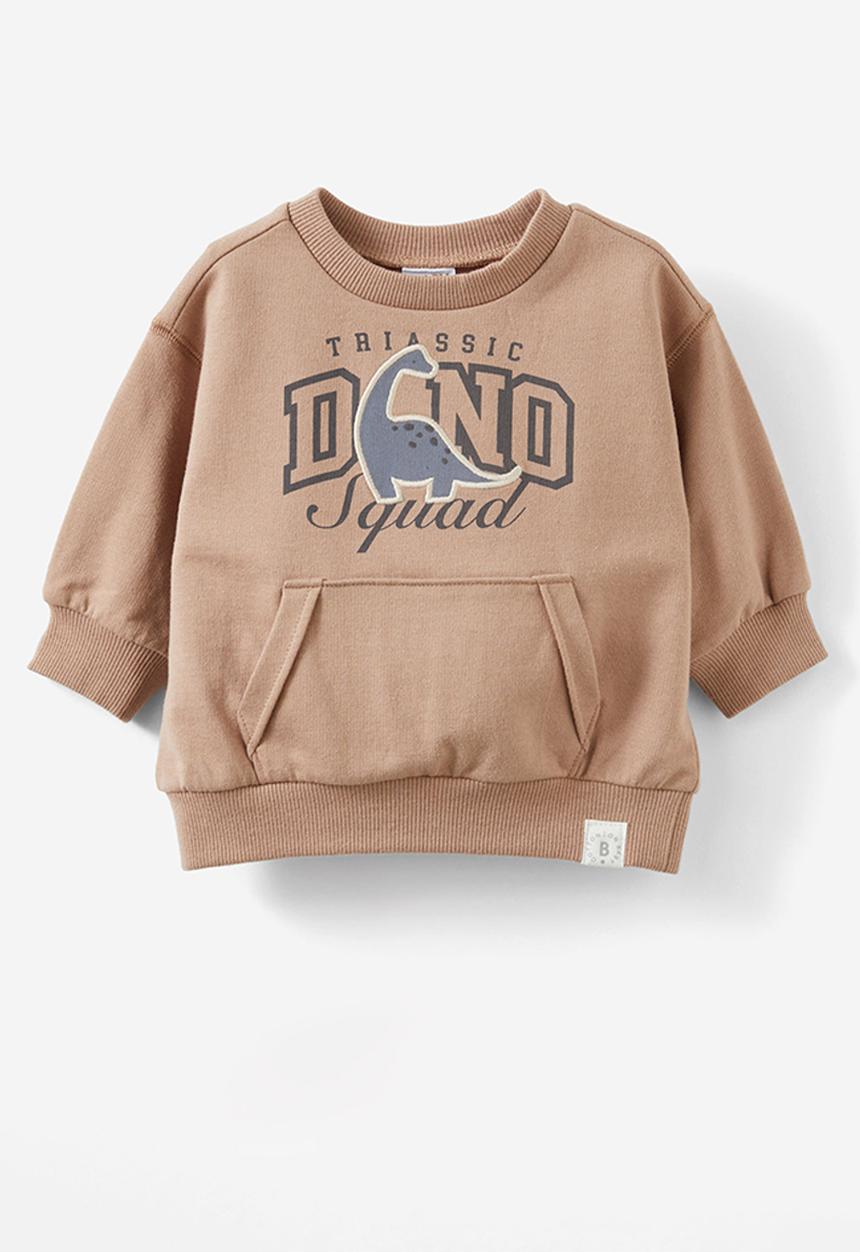 Cotton On - Alma drop shoulder sweater - oatmilk/dino squad