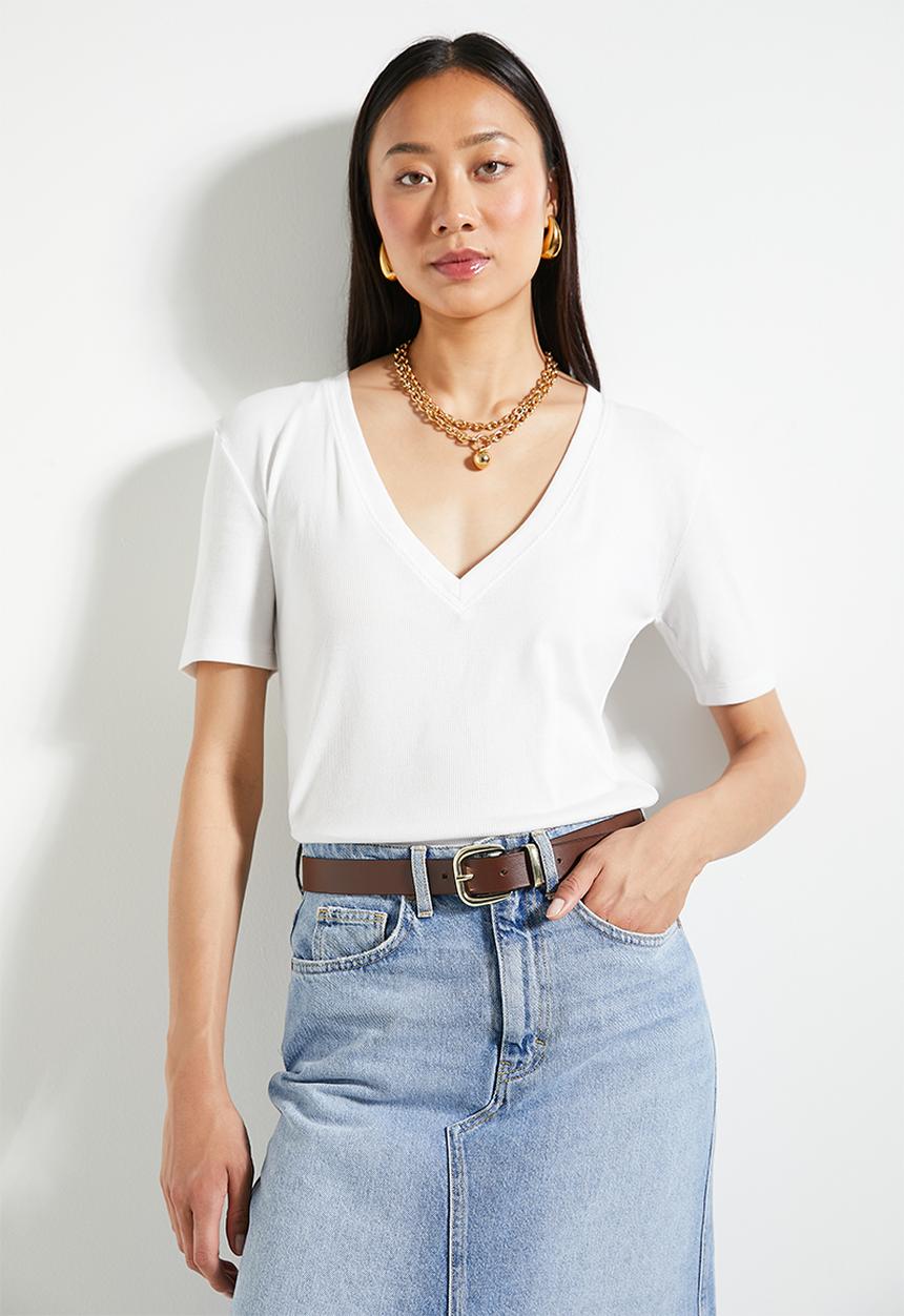 edit - V Neck Top - White