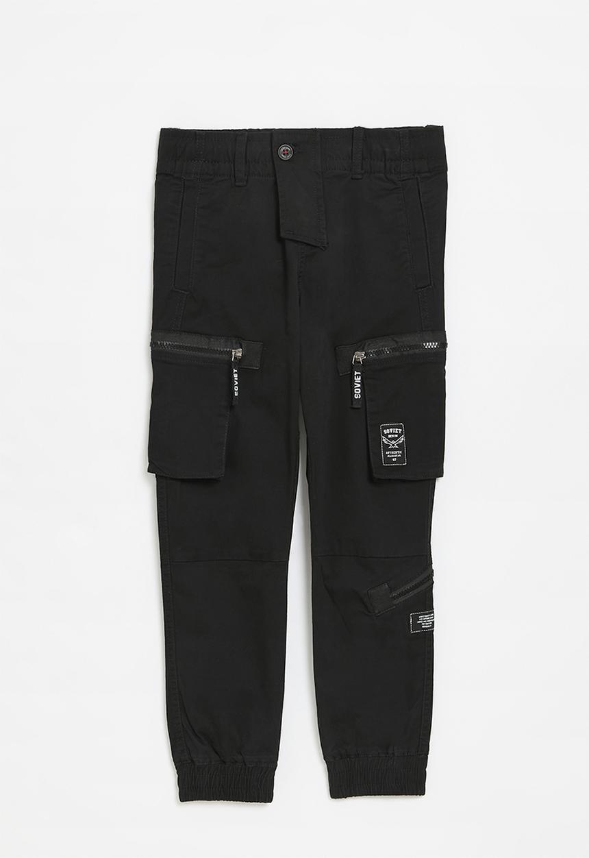 SOVIET - Boys fashion cargo jogger - black
