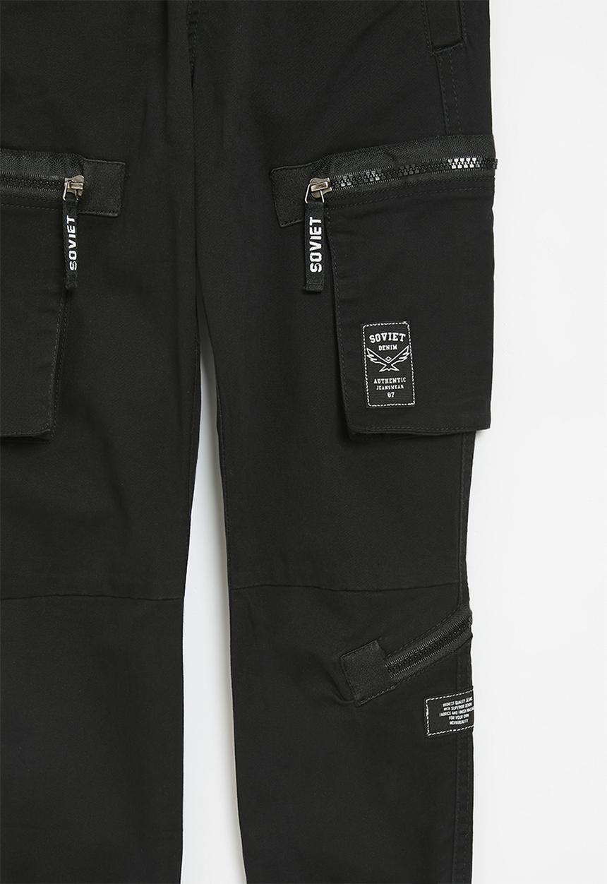 SOVIET - Boys fashion cargo jogger - black