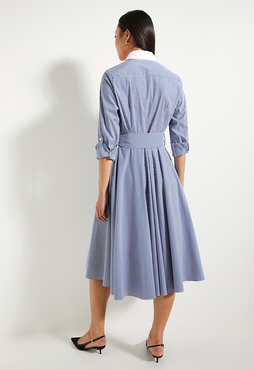 Pringle of Scotland - Pringle gen striped shirt dress - royal blue & white