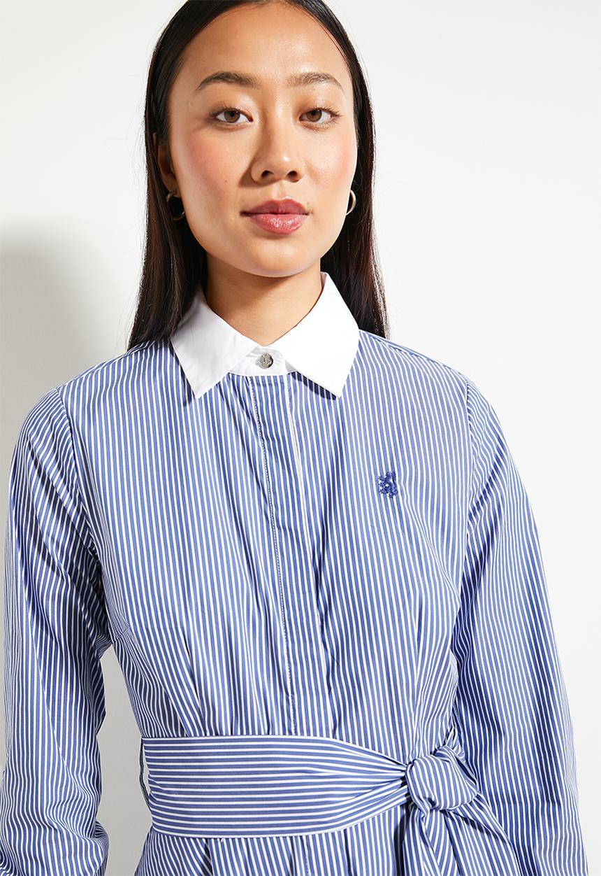 Pringle of Scotland - Pringle gen striped shirt dress - royal blue & white