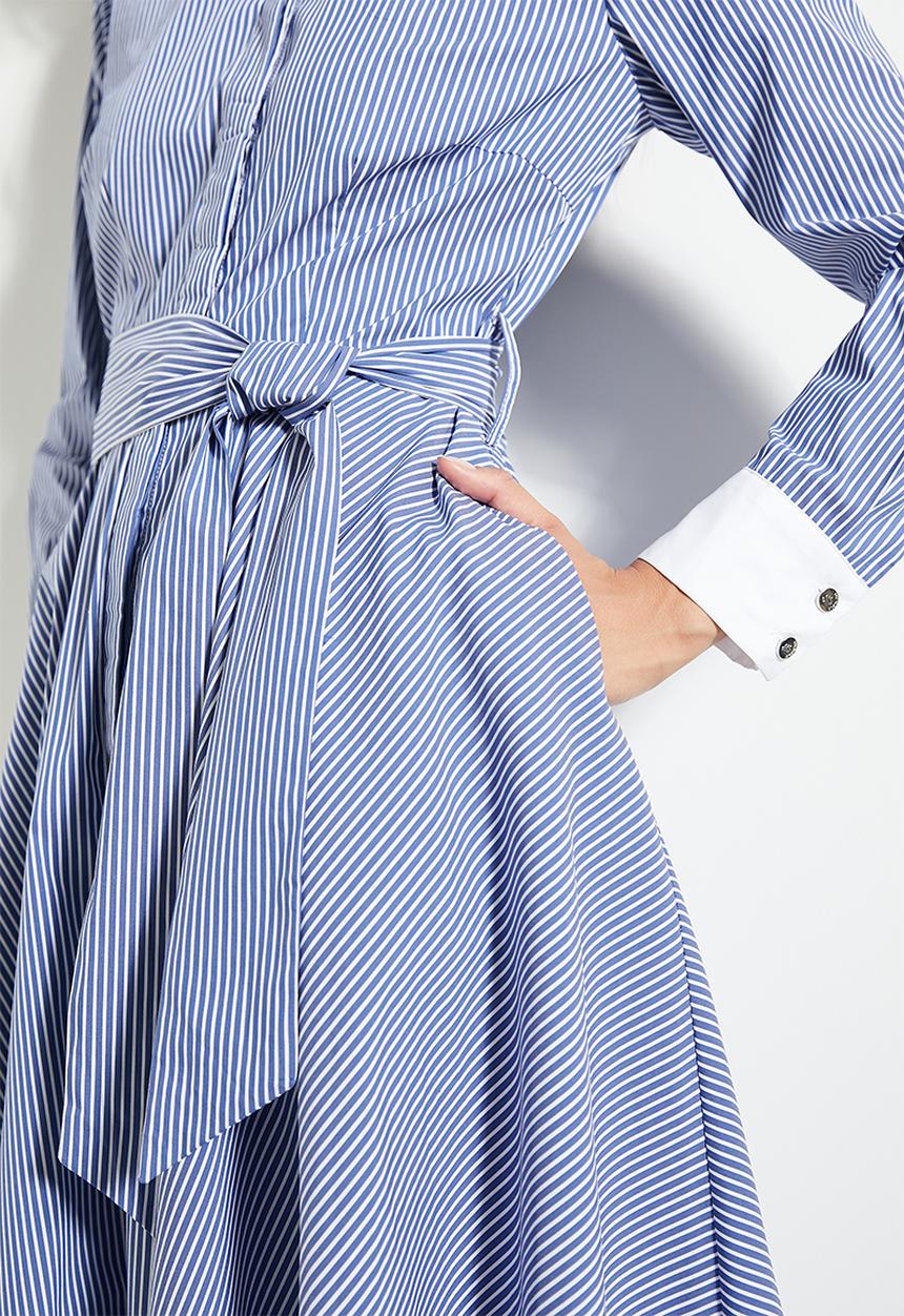 Pringle of Scotland - Pringle gen striped shirt dress - royal blue & white