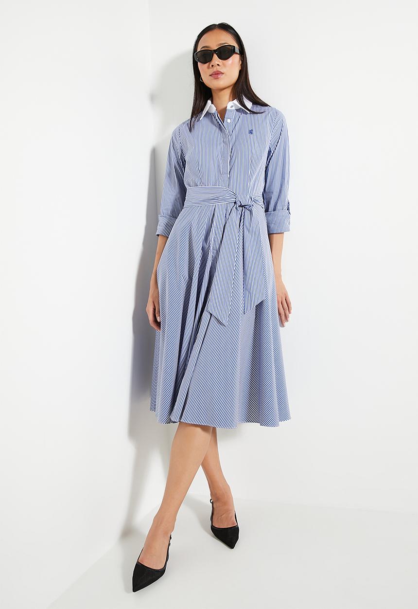 Pringle of Scotland - Pringle gen striped shirt dress - royal blue & white