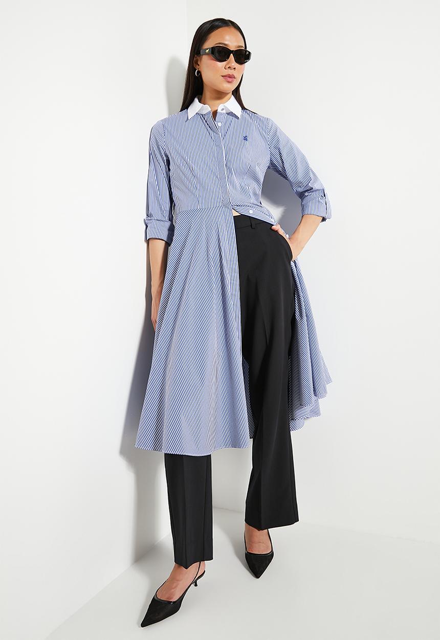 Pringle of Scotland - Pringle gen striped shirt dress - royal blue & white