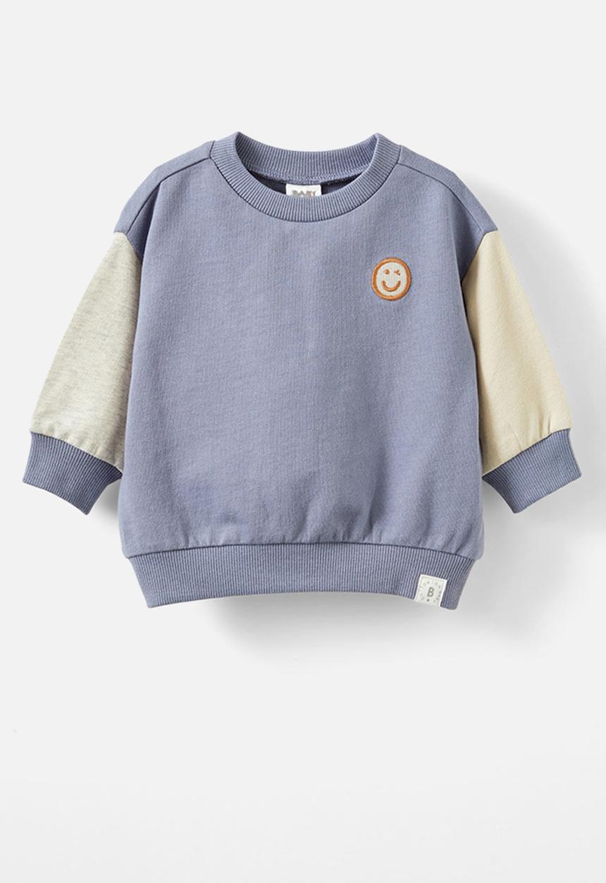 Cotton On - Bundle alma drop shoulder sweater & felix track - steel/happy colourblock
