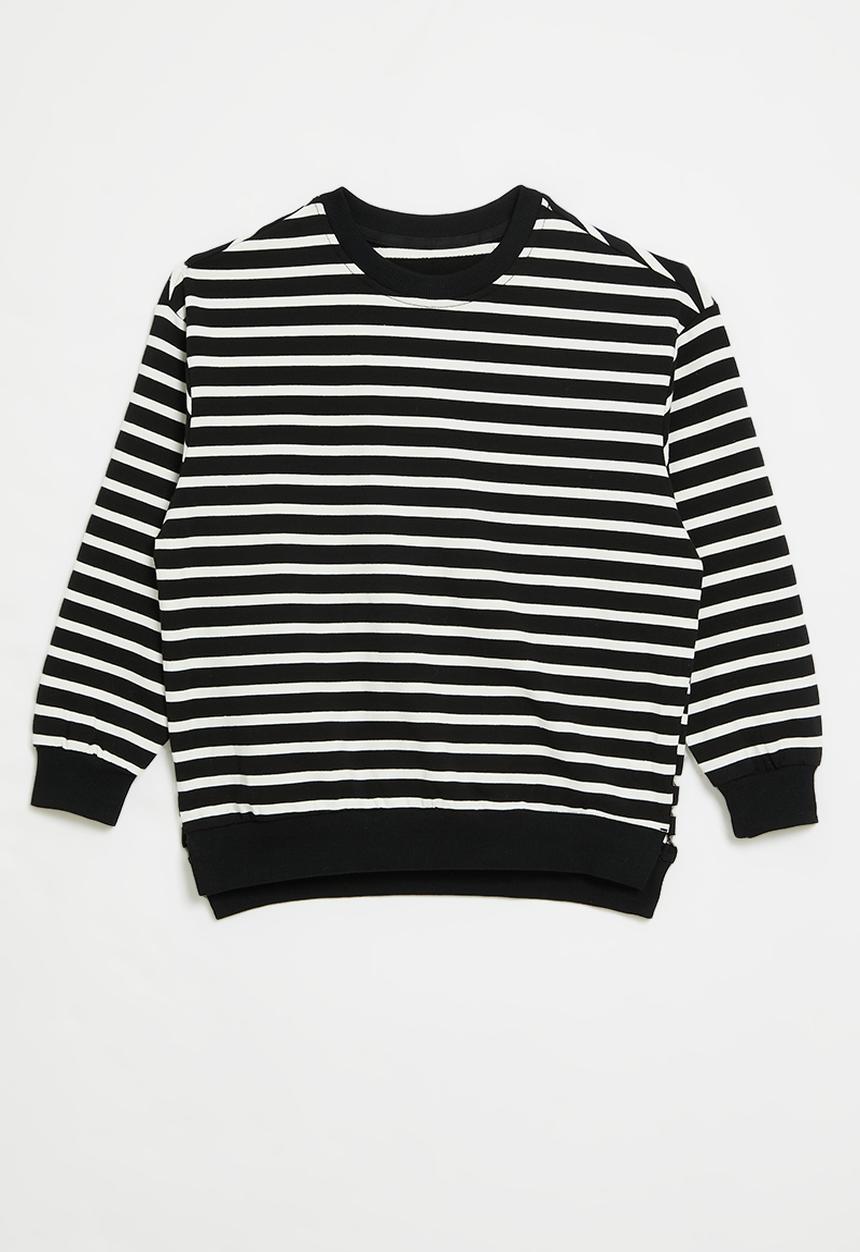 Pop Candy - Striped sweat top - black & white
