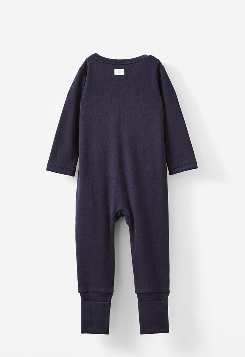 Cotton On - The long sleeve rib romper - navy ink