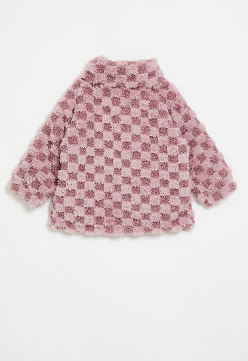 Pop Candy - Checker board fleece jacket-purple