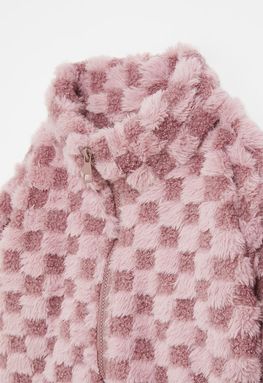 Pop Candy - Checker board fleece jacket-purple