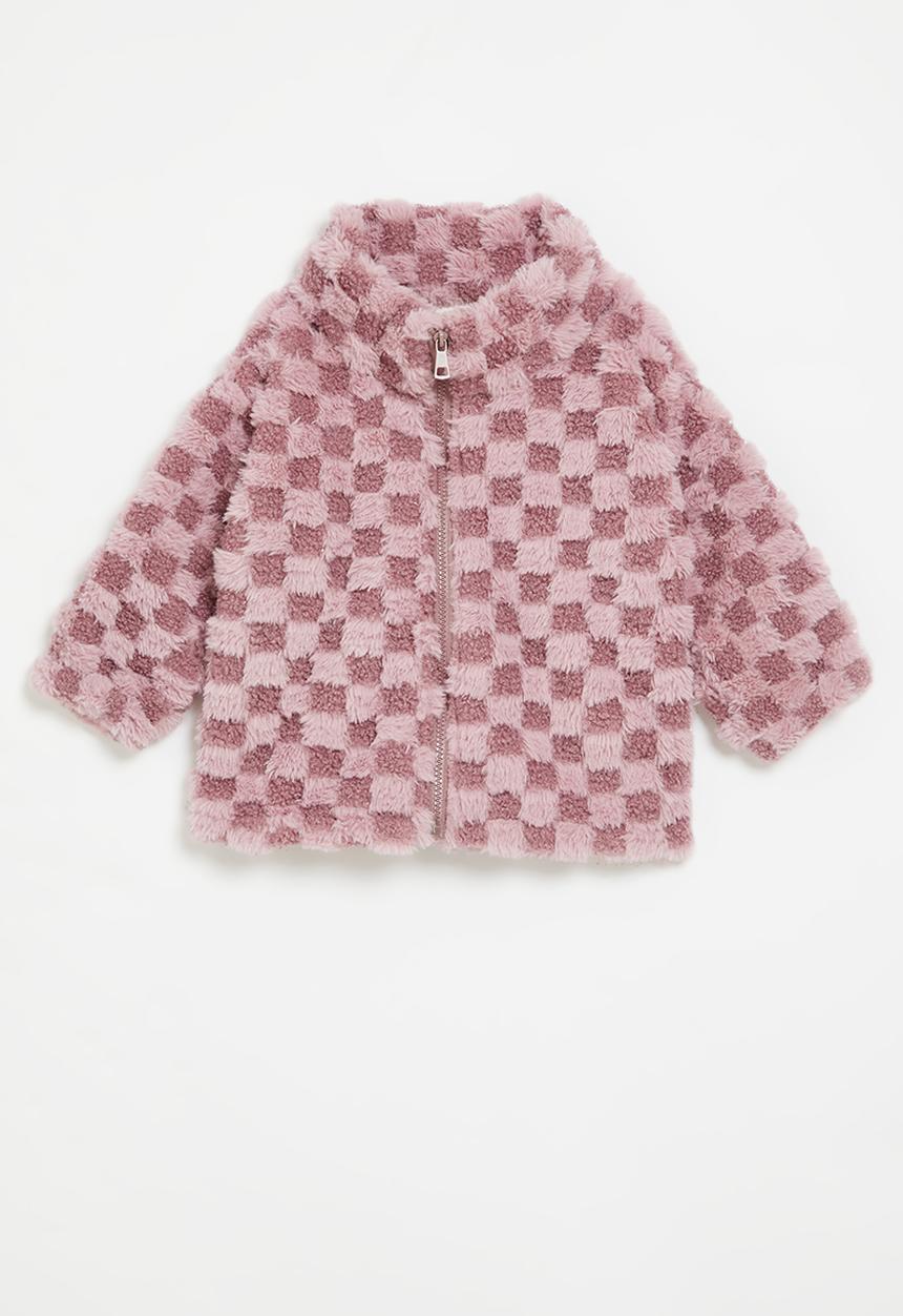 Pop Candy - Checker board fleece jacket-purple