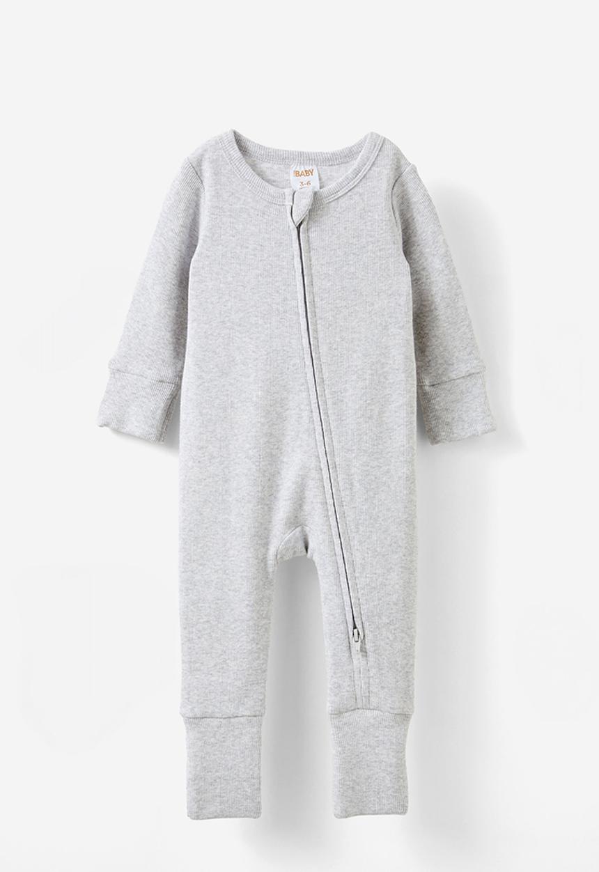Cotton On - The long sleeve rib romper - cloud marle
