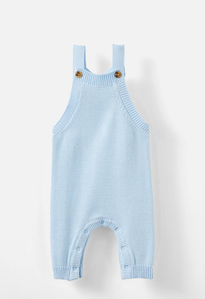 Cotton On - Organic knit dungaree - white water blue