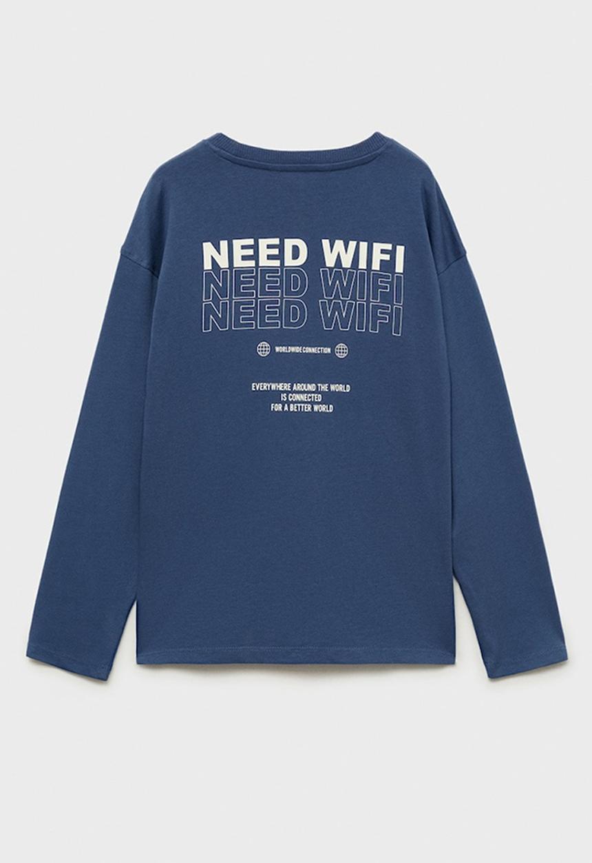 MANGO - T-shirt wifi - medium blue