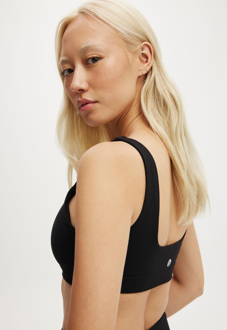 Cotton On - Reform Rib Crop - Black