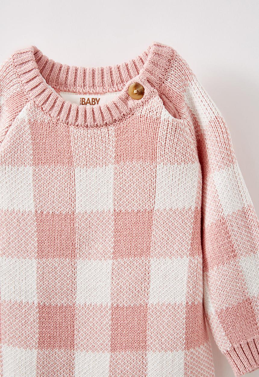 Cotton On - Organic knit long sleeve romper - zephyr/buffalo check
