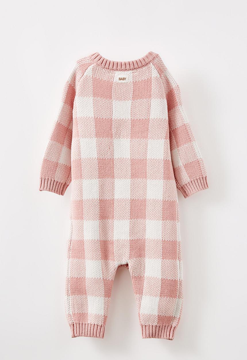 Cotton On - Organic knit long sleeve romper - zephyr/buffalo check