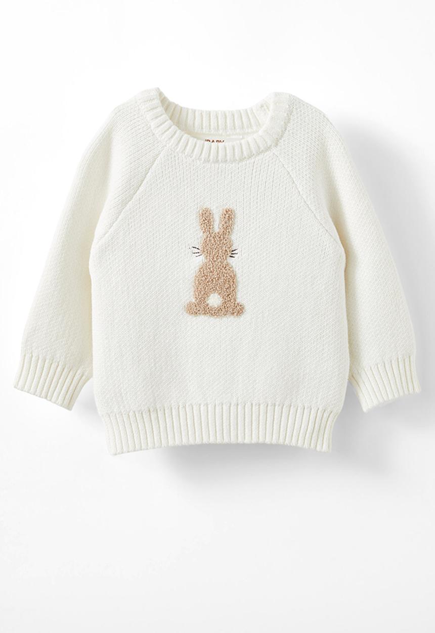 Cotton On - Organic raglan knit sweater - milk/bunny