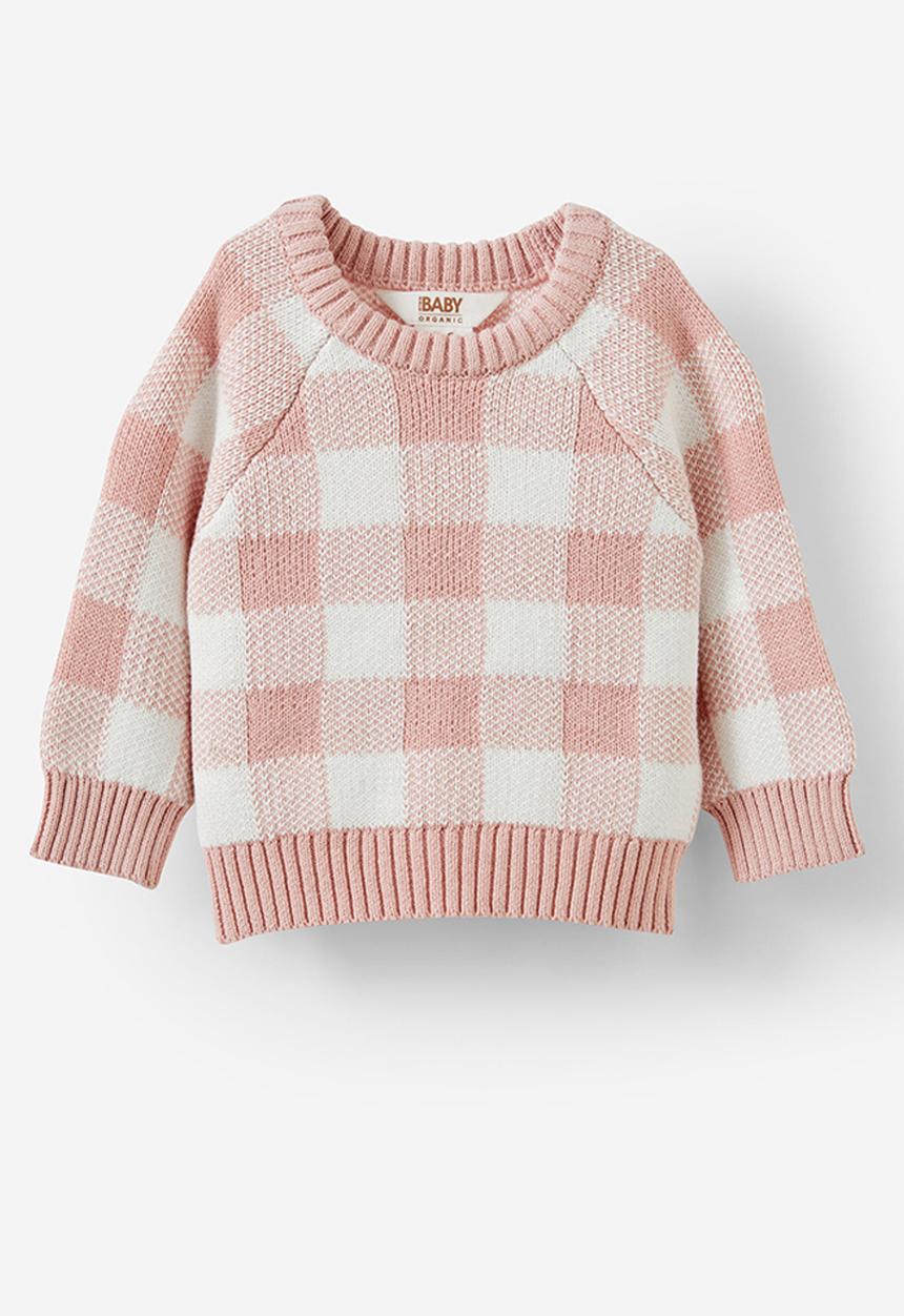 Cotton On - Organic raglan knit sweater - zephyr/buffalo check