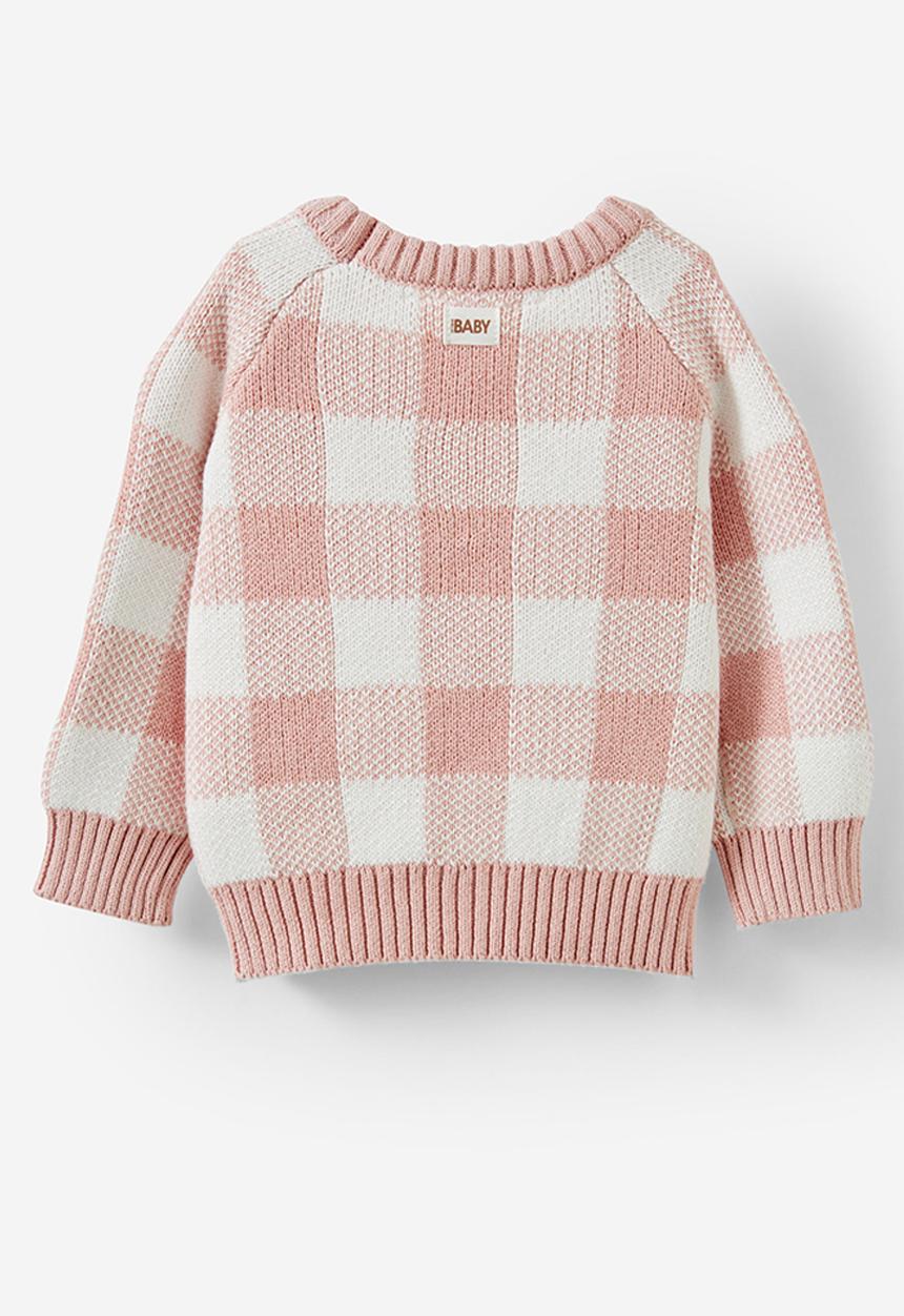 Cotton On - Organic raglan knit sweater - zephyr/buffalo check