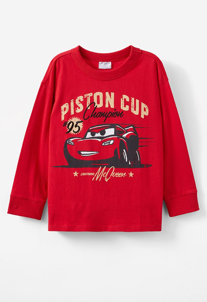 Cotton On - License long sleeve tee - lcn dis varsity red cars piston cup