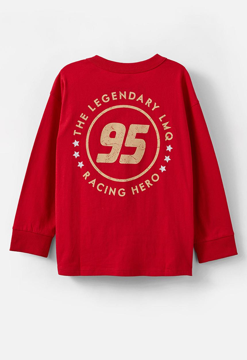 Cotton On - License long sleeve tee - lcn dis varsity red cars piston cup