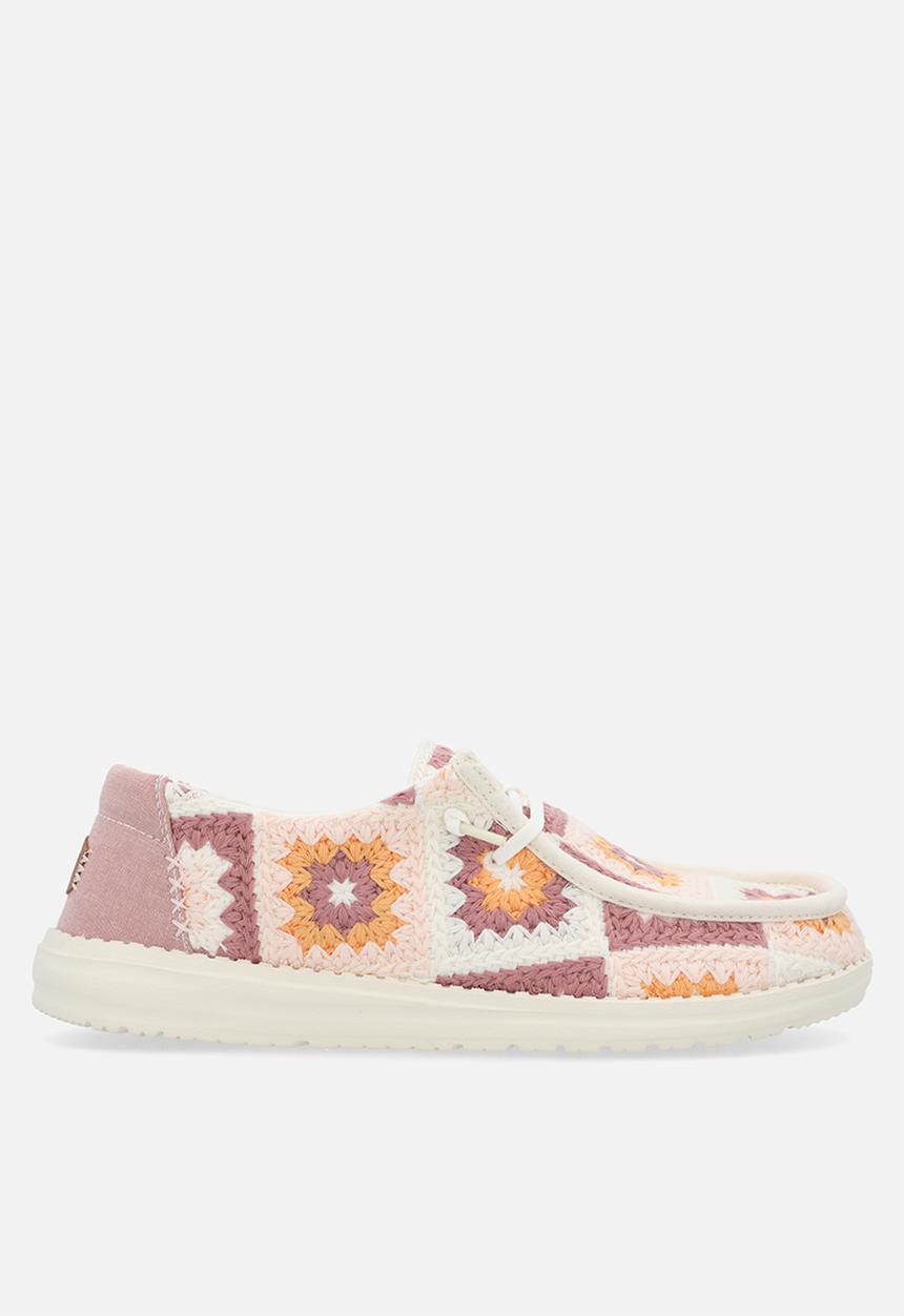 Hey Dude - Wendy Cottage Crochet Slip on - Petal Pink/Multi