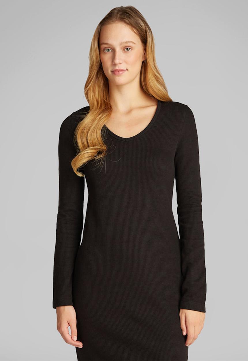 Calvin Klein - Textured rib loose v-neck dress - ck black