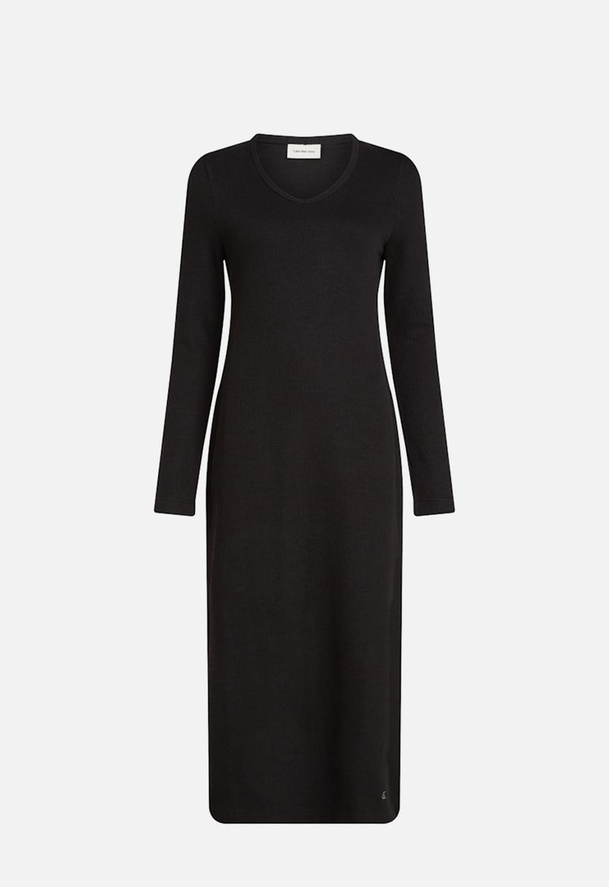 Calvin Klein - Textured rib loose v-neck dress - ck black