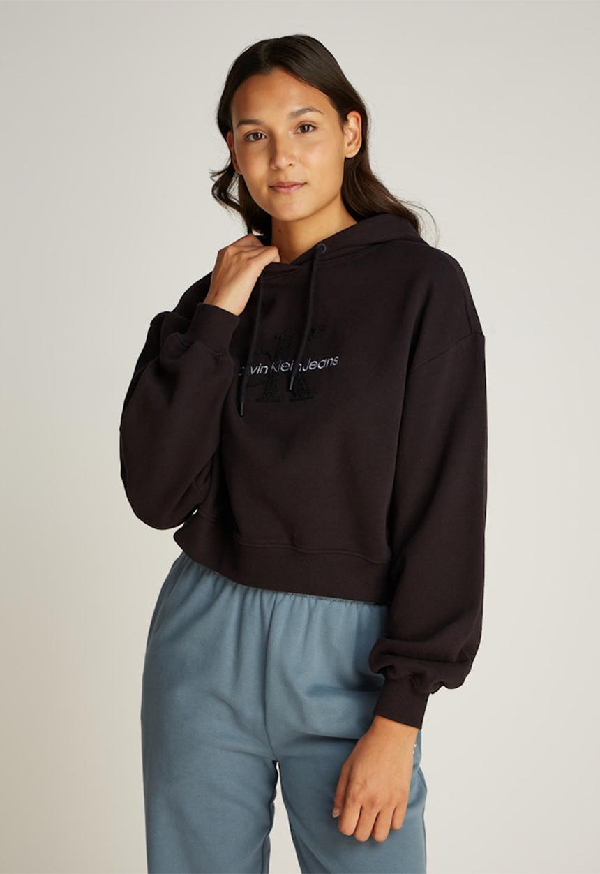 Calvin Klein - Chenille monologo hoodie - ck black