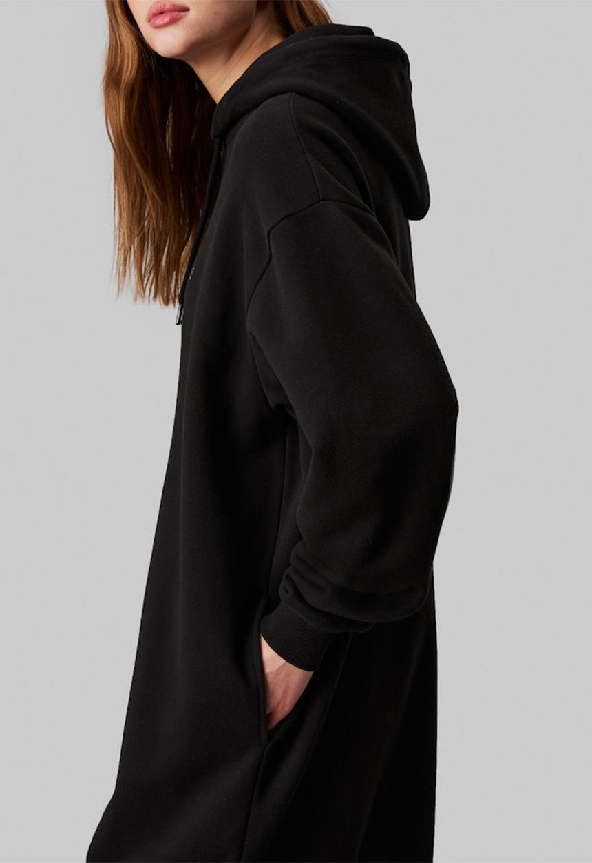 Calvin Klein - Chenille monologo hoodie dress - ck black