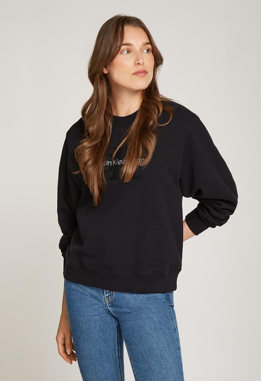 Calvin Klein - Chenille monologo crewneck - ck black