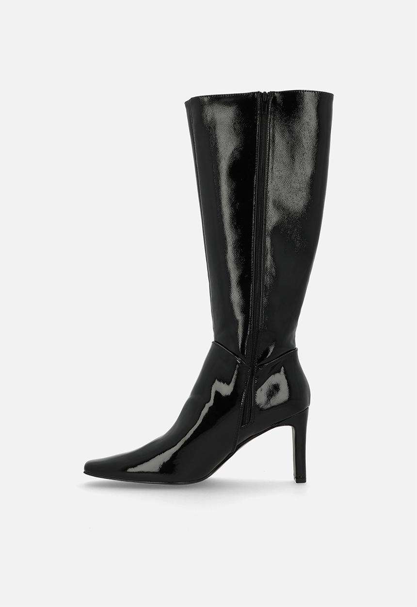 Public Desire - Pose  boot - black crinkle patent