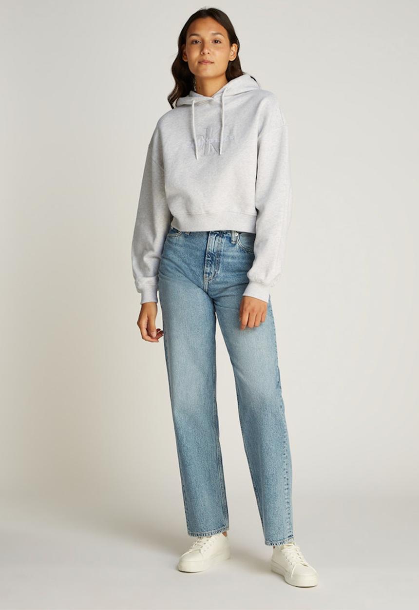 Calvin Klein - Chenille monologo hoodie - ivory grey heather
