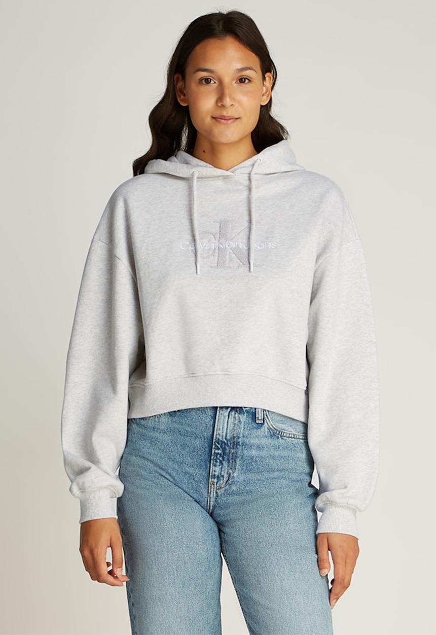 Calvin Klein - Chenille monologo hoodie - ivory grey heather
