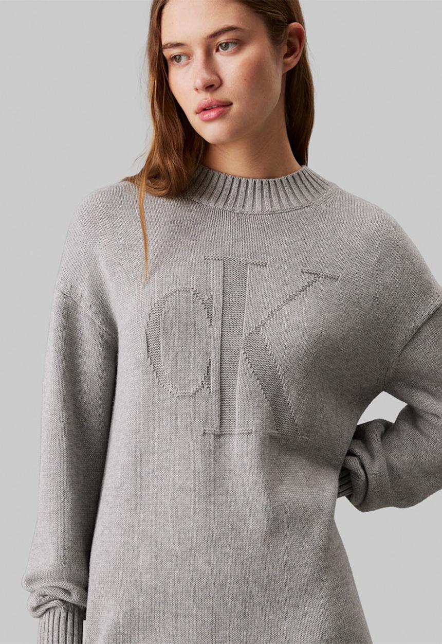 Calvin Klein - Ck intarsia loose sweater dress - grey heather