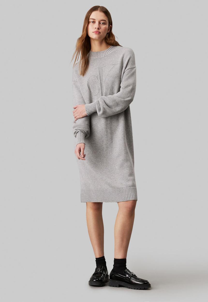 Calvin Klein - Ck intarsia loose sweater dress - grey heather