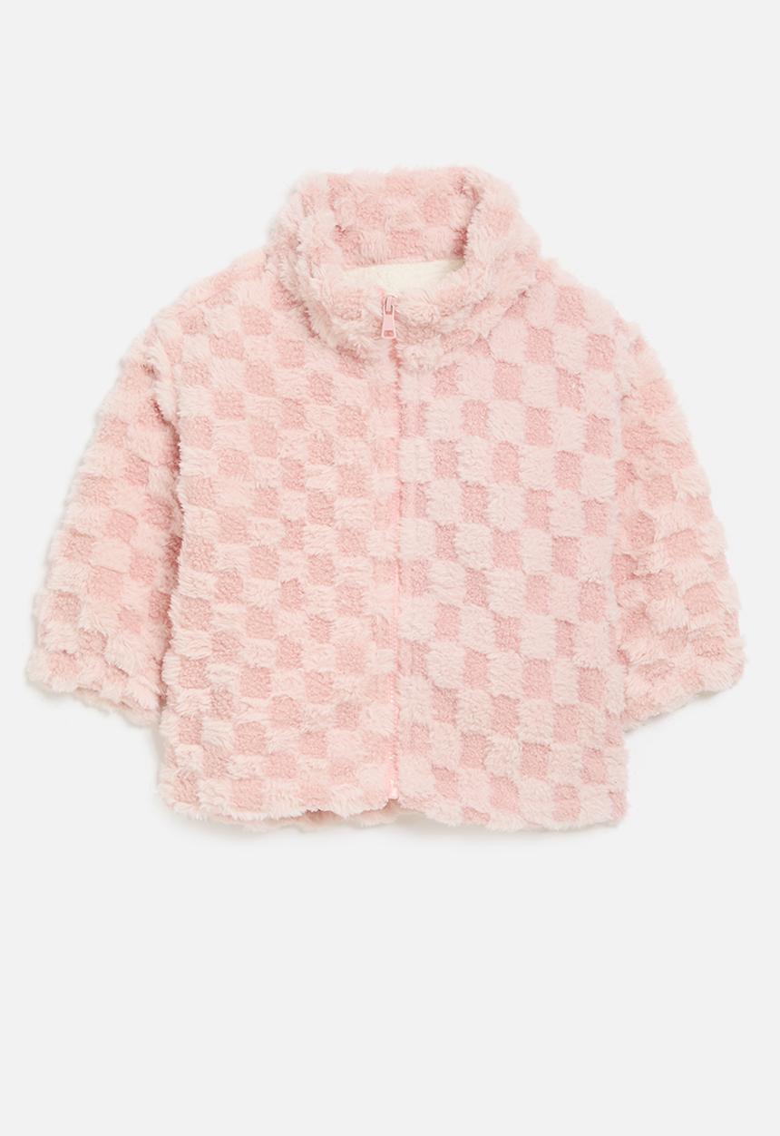 Pop Candy - Checker board fleece jacket-pink