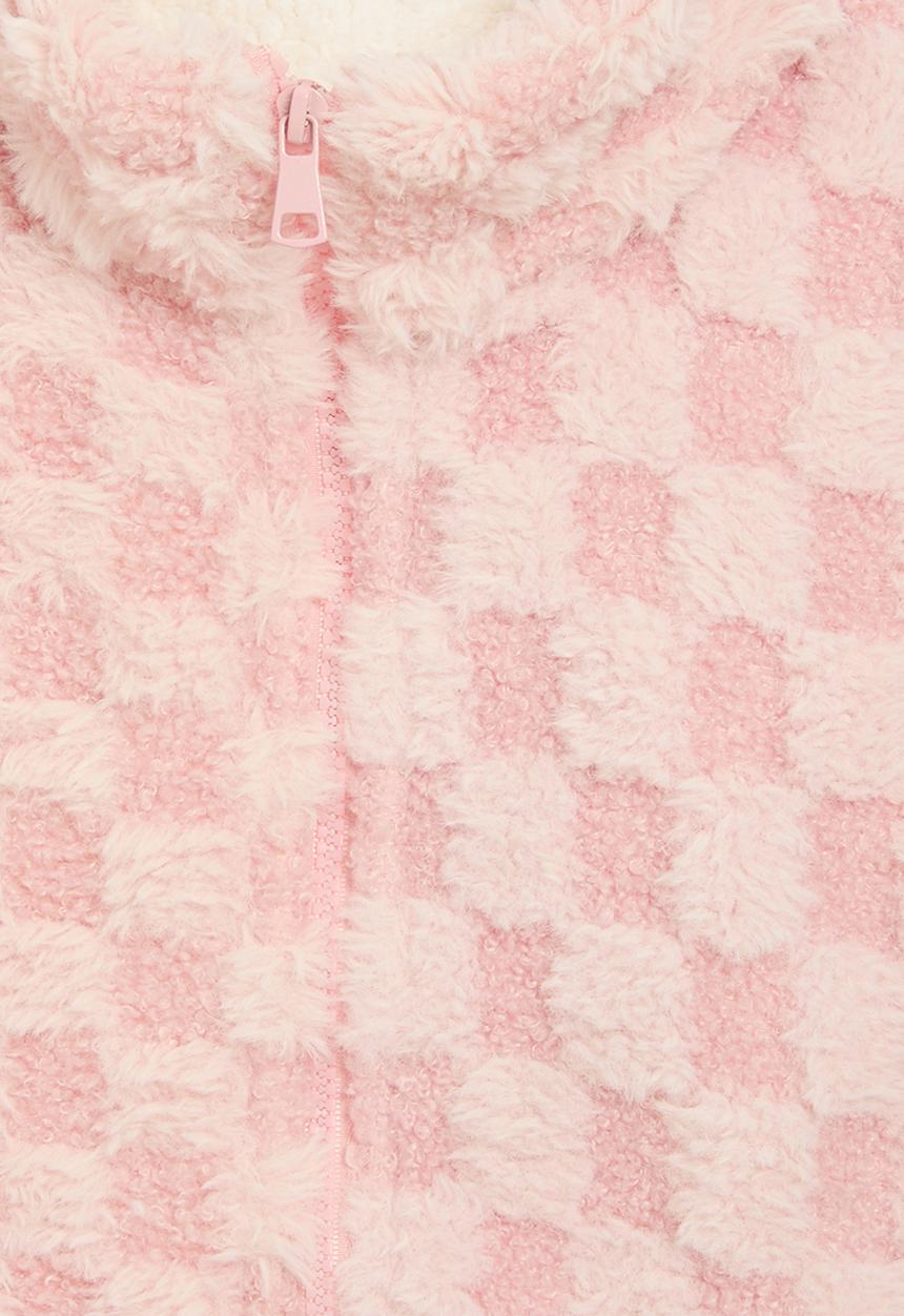 Pop Candy - Checker board fleece jacket-pink