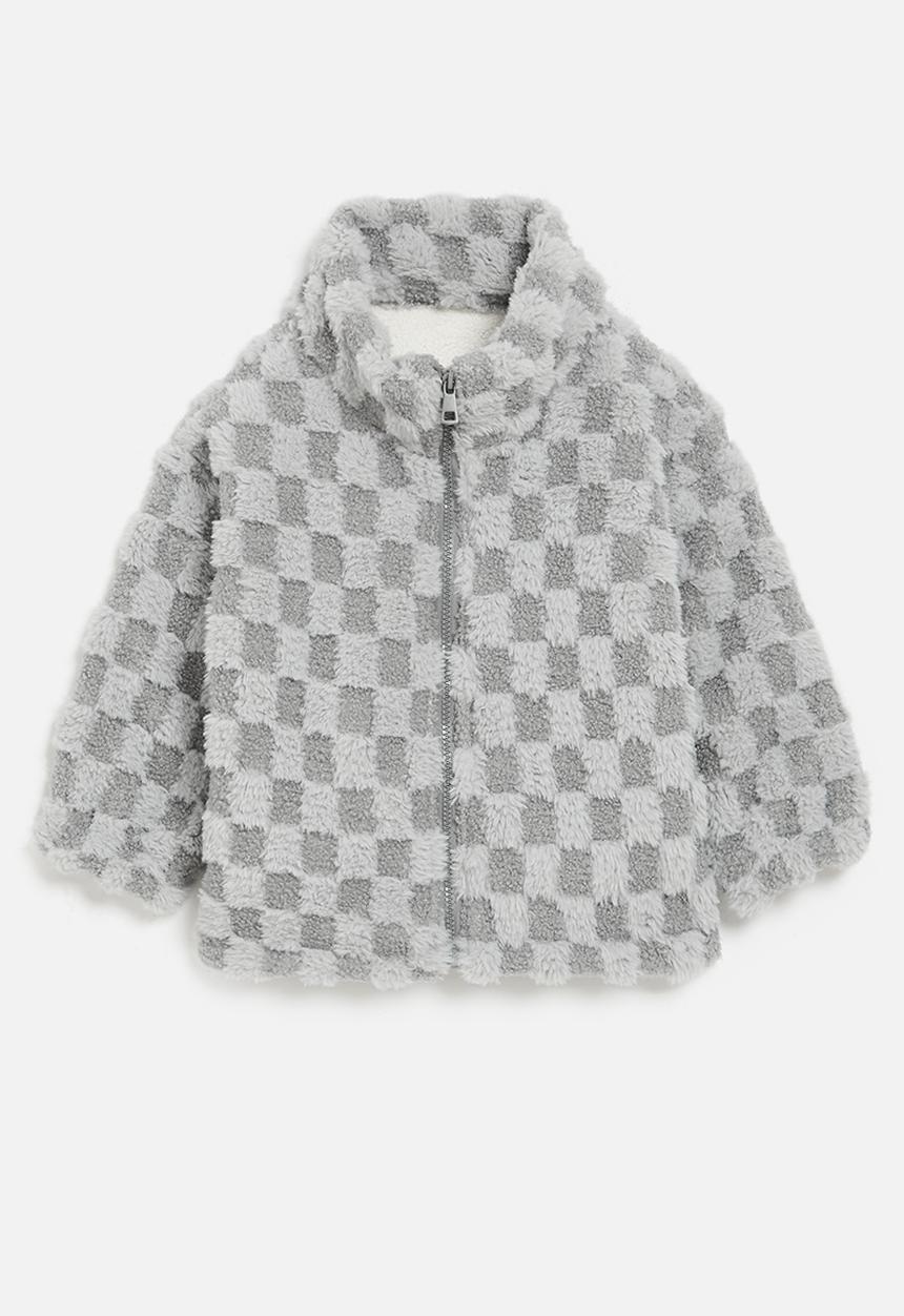 Pop Candy - Checker board fleece jacket - grey