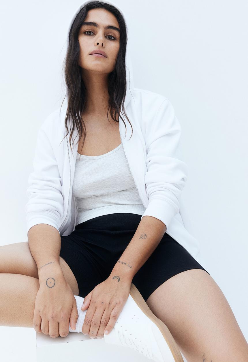 H&M - Zip-through hoodie - white